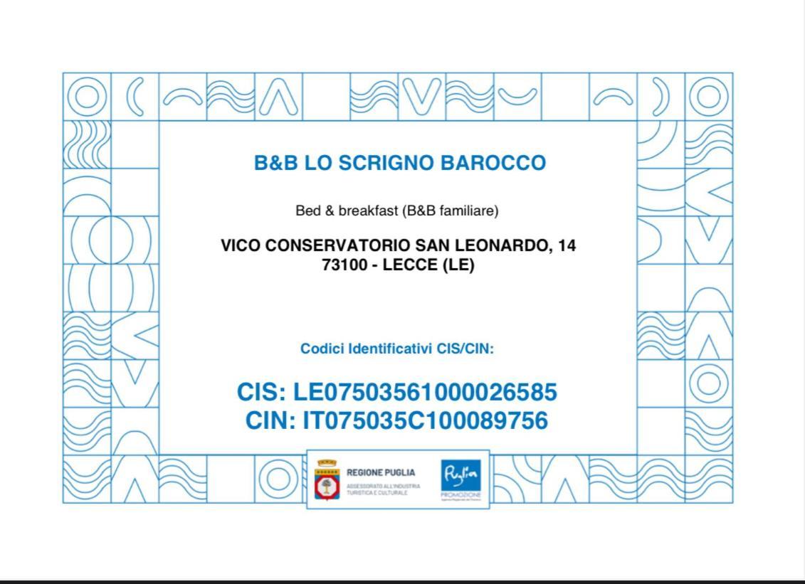 Lo Scrigno Barocco Bed & Breakfast Лече Екстериор снимка